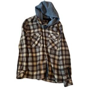 Stone Mountain Workwear Flannel Hooded Shirt Jacket Mens M